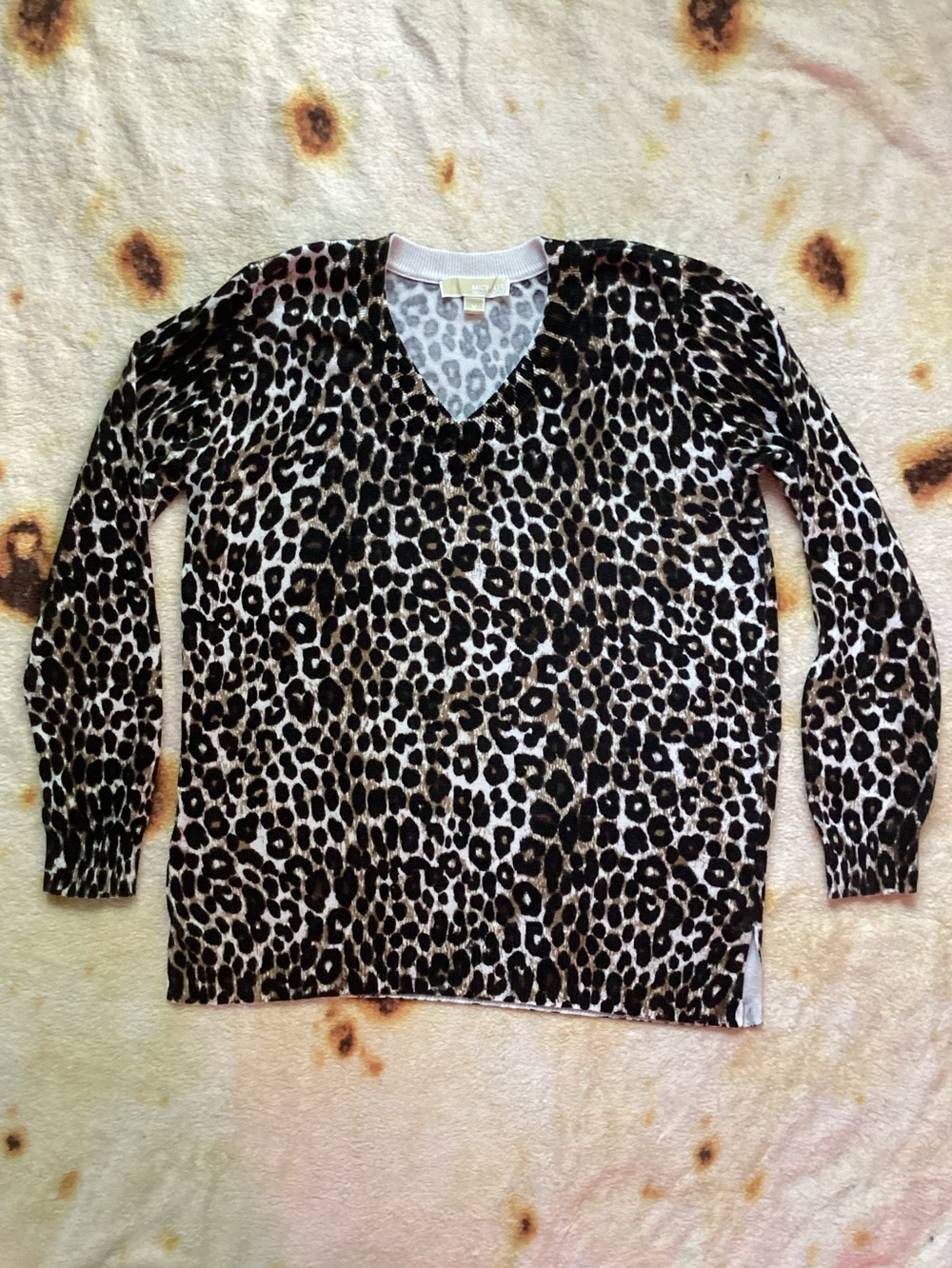 Michael Kors Leopard Print V-Neck Sweater